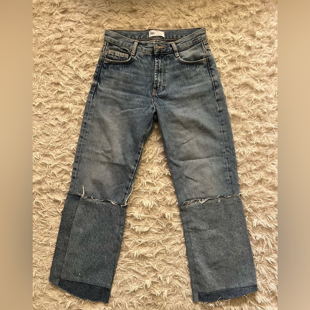 Zara patchwork jeans petite